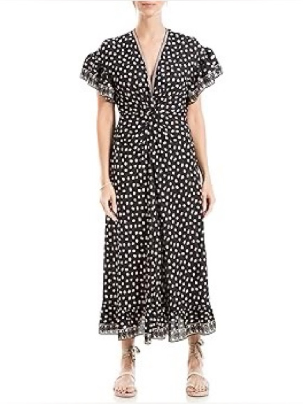 Retro Inspired Wrap Maxi Dress Polka Dot Sz Medium